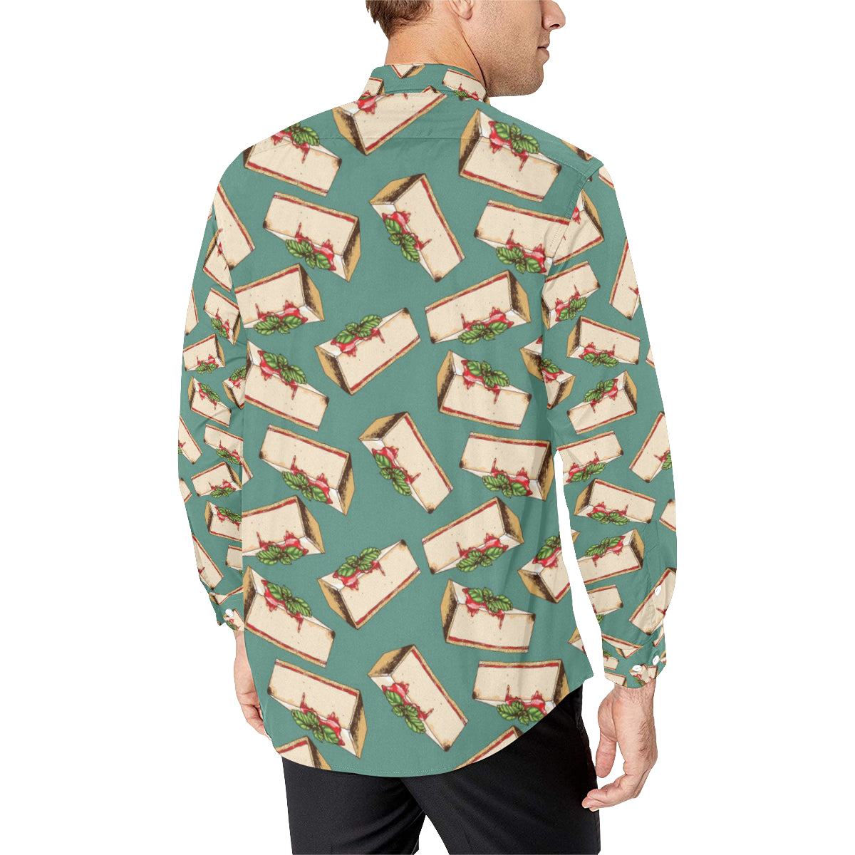 Cheesecake Pattern Print Design CK02 Men's Long Sleeve Shirt