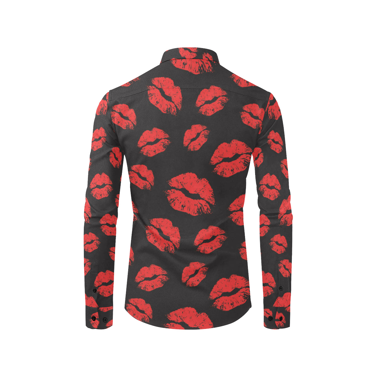 Lip Red Pattern Print Design 02 Men's Long Sleeve Shirt
