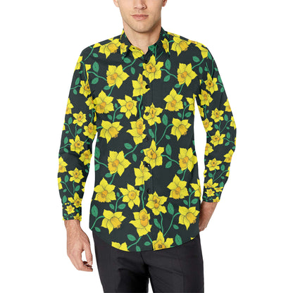 Daffodils Pattern Print Design DF03 Men's Long Sleeve Shirt