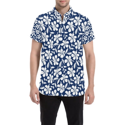 Hibiscus Pattern Print Design HB031 Men's Short Sleeve Button Up Shirt