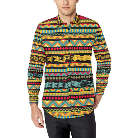 African Pattern Print Design 03 Men's Long Sleeve Shirt