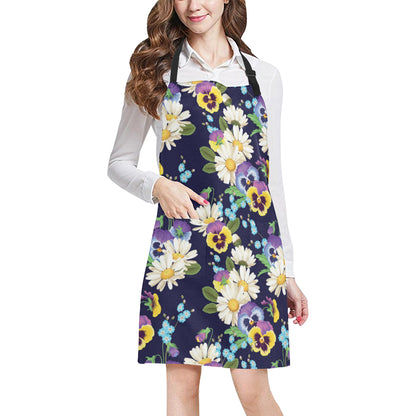 Pansy Pattern Print Design PS03 Apron with Pocket