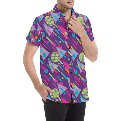 90s Pattern Print Design 4 Men's Short Sleeve Button Up Shirt