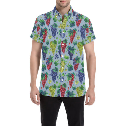 Grape Pattern Print Design GP06 Men's Short Sleeve Button Up Shirt