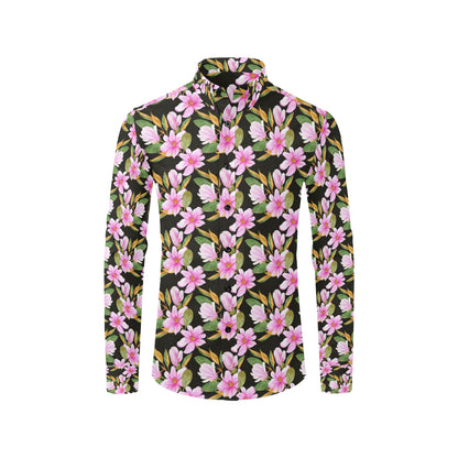 Magnolia Pattern Print Design MAG08 Men's Long Sleeve Shirt