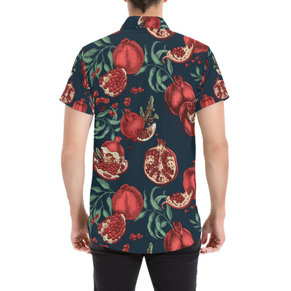 Pomegranate Pattern Print Design PG04 Men's Short Sleeve Button Up Shirt