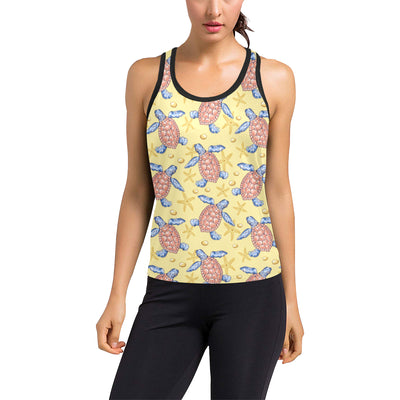 Sea Turtle Pattern Print Design T06 Women's Racerback Tank Top