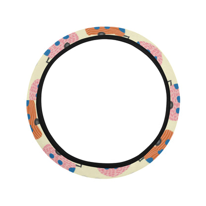 Camper Pattern Print Design 06 Steering Wheel Cover with Elastic Edge