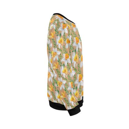Daffodils Pattern Print Design DF04 Men Long Sleeve Sweatshirt