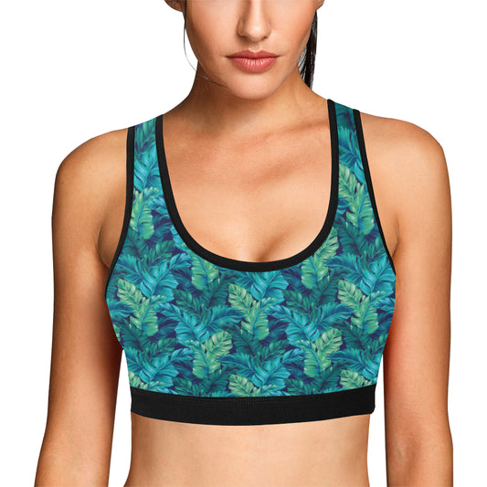 Banana Leaf Pattern Print Design 06 Sports Bra