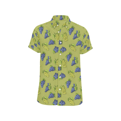 Grape Pattern Print Design GP08 Men's Short Sleeve Button Up Shirt