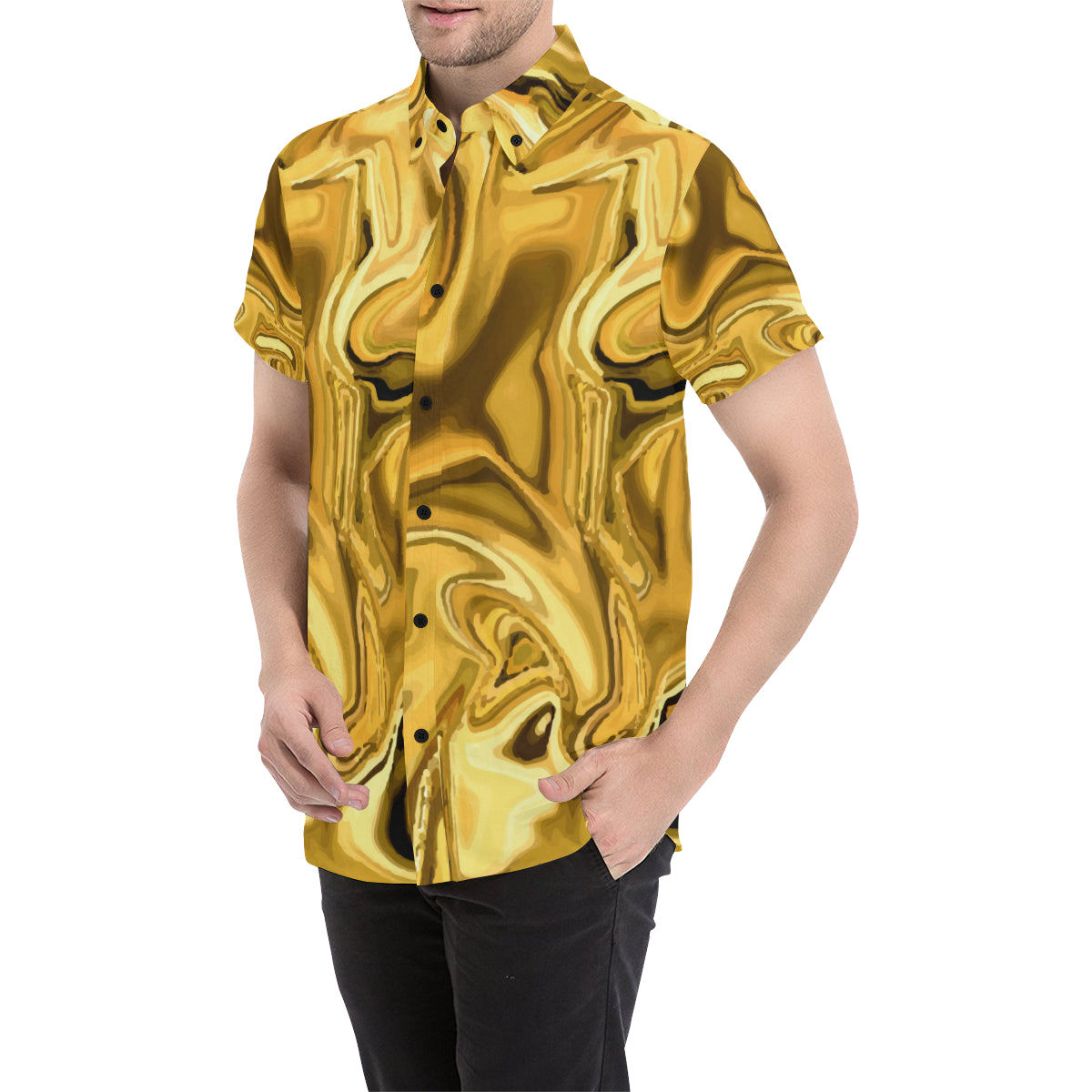 Liquid Pattern Print Design 03 Men's Short Sleeve Button Up Shirt