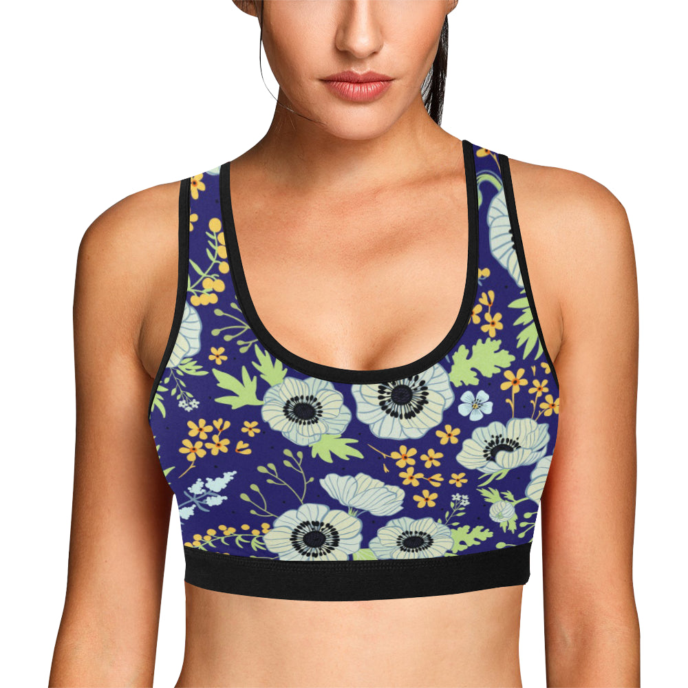 Anemone Pattern Print Design AM06 Sports Bra