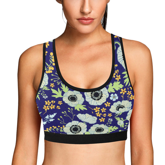 Anemone Pattern Print Design AM06 Sports Bra