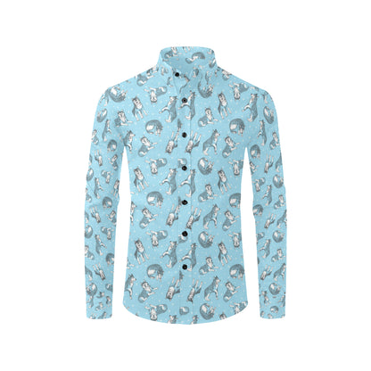 Wolf Design Print Pattern Men's Long Sleeve Shirt