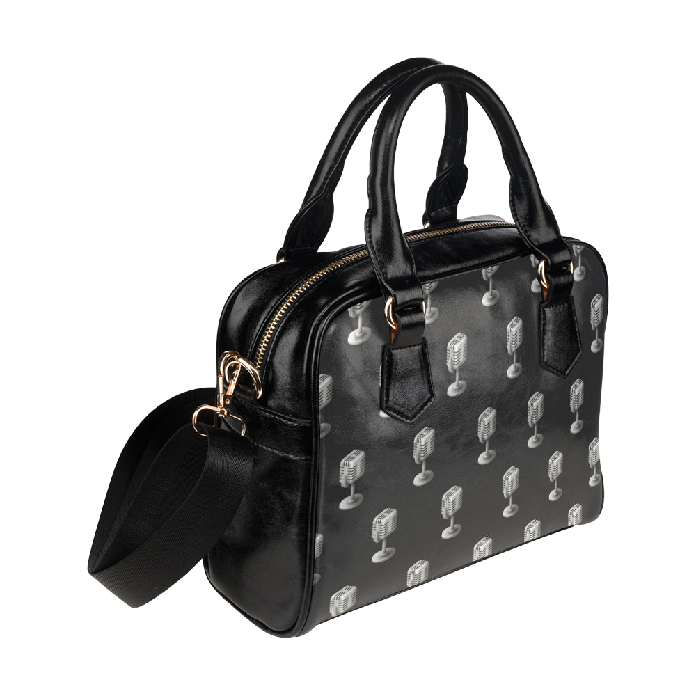 Microphone Vintage Pattern Print Design 01 Shoulder Handbag