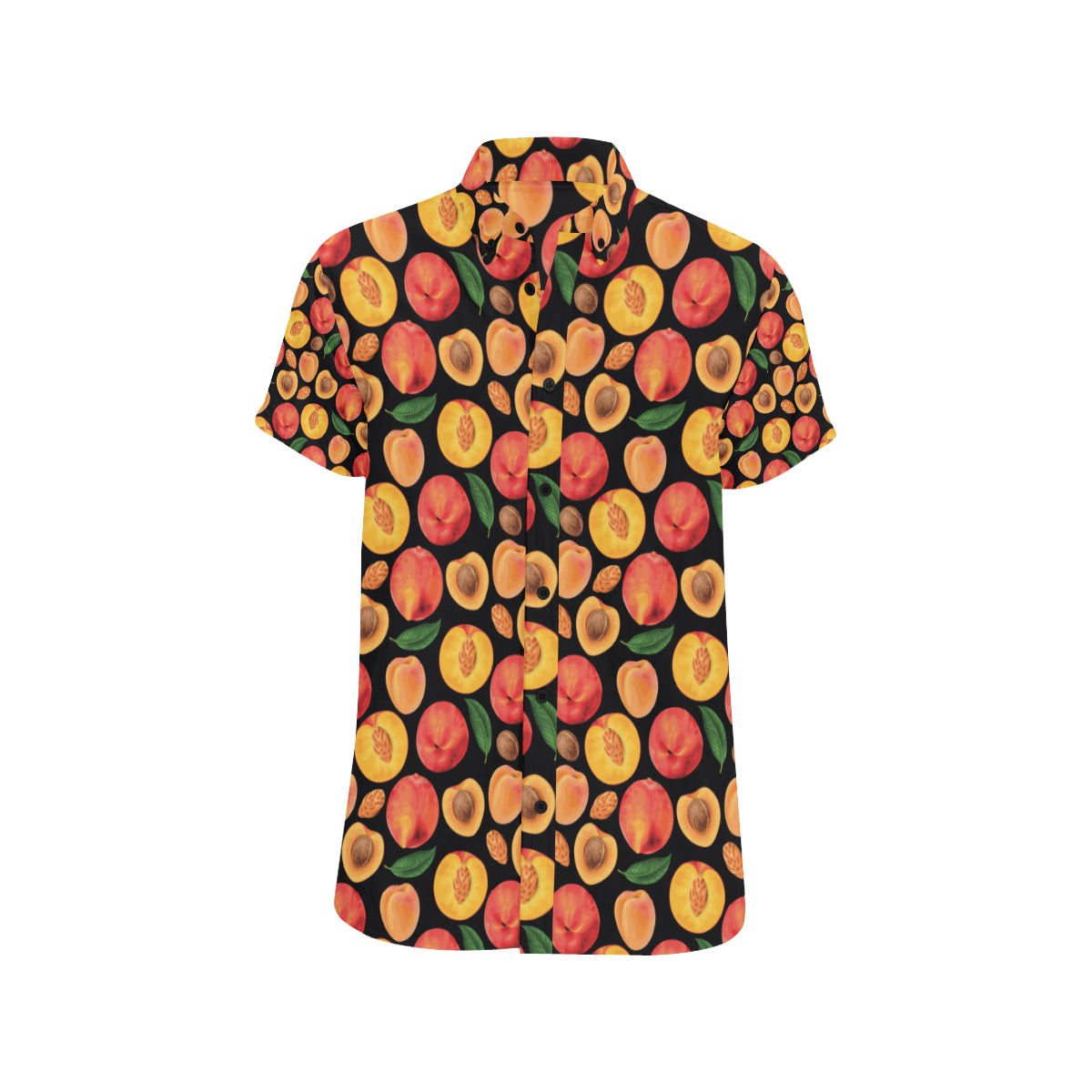 Peach Pattern Print Design A02 Men's Short Sleeve Button Up Shirt