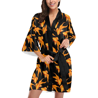 Goldfish Pattern Print Design 03 Women's Short Kimono