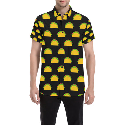 Taco Pattern Print Design TC06 Men's Short Sleeve Button Up Shirt