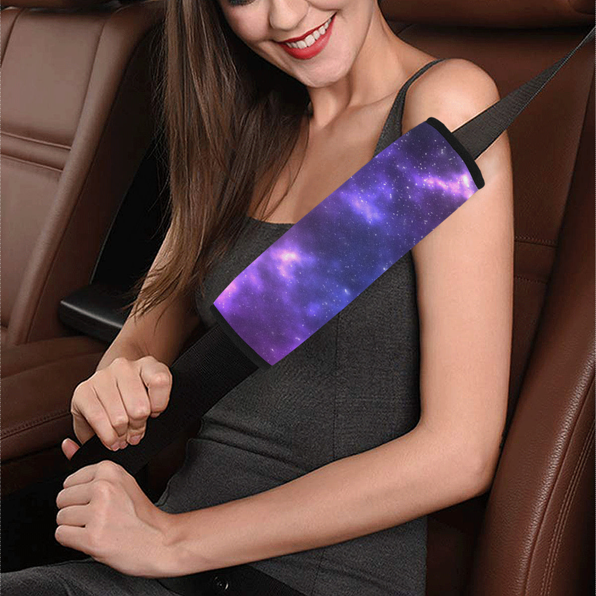Celestial Purple Blue Galaxy Car Seat Belt Cover