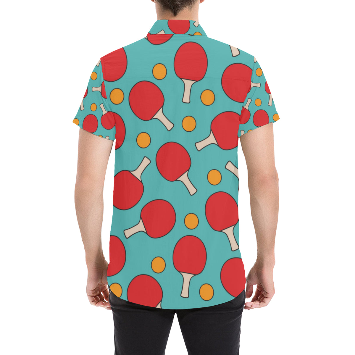 Ping Pong Pattern Print Design A01 Men's Short Sleeve Button Up Shirt