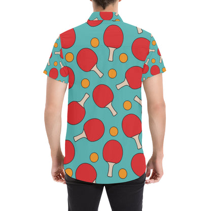 Ping Pong Pattern Print Design A01 Men's Short Sleeve Button Up Shirt
