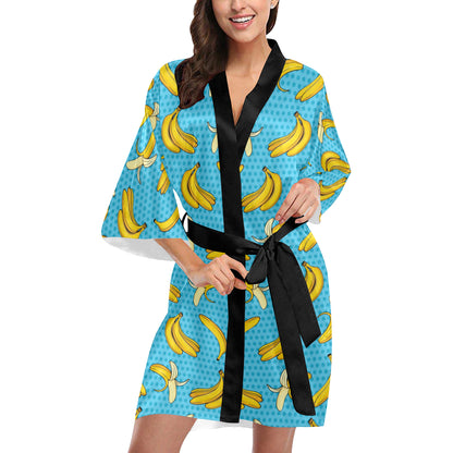 Banana Pattern Print Design BA08 Women's Short Kimono