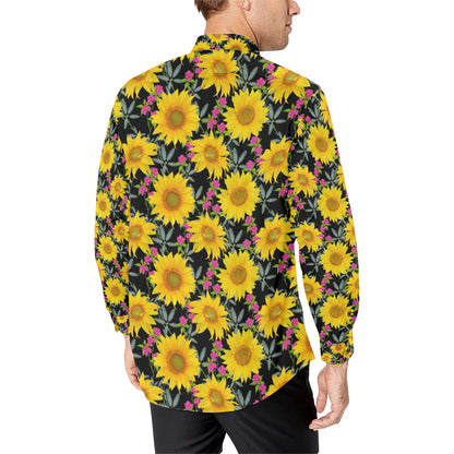 Sunflower Pattern Print Design SF014 Men's Long Sleeve Shirt
