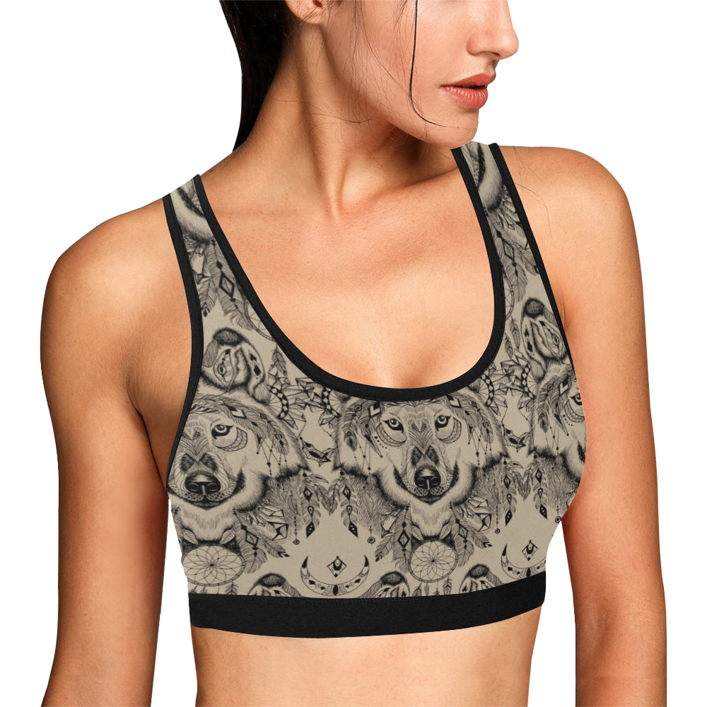 Indian Boho Wolf Sports Bra