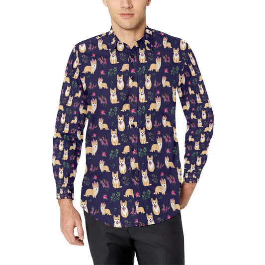 Pembroke Welsh Corgis Pattern Print Design A06 Men's Long Sleeve Shirt