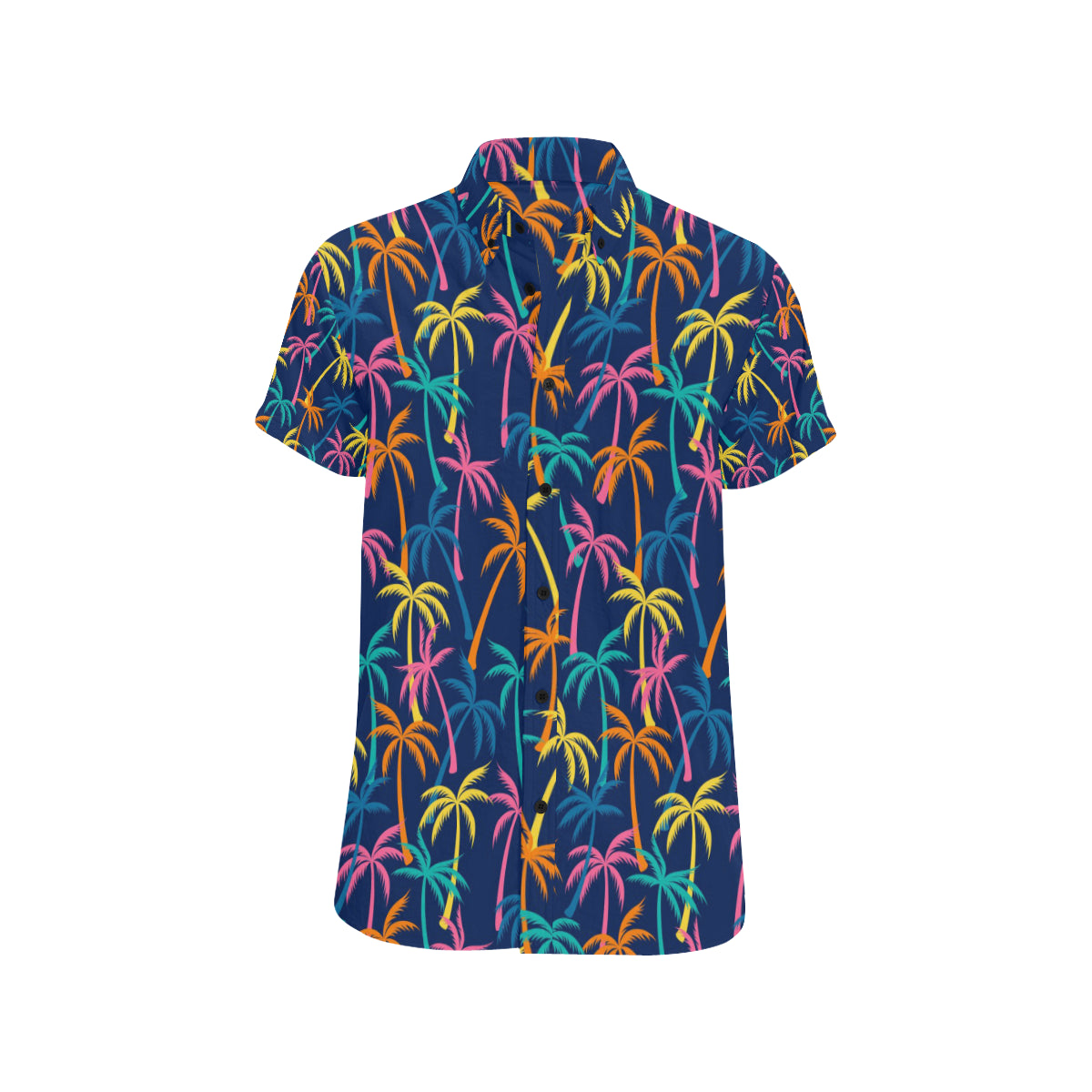 Palm Tree Pattern Print Design PT013 Men's Short Sleeve Button Up Shirt