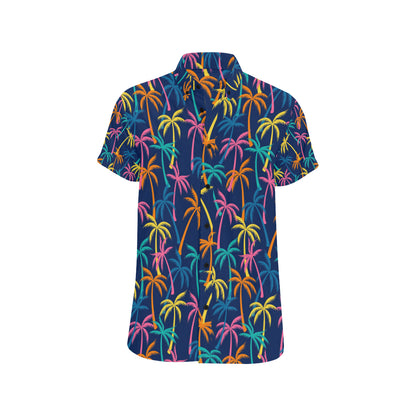 Palm Tree Pattern Print Design PT013 Men's Short Sleeve Button Up Shirt