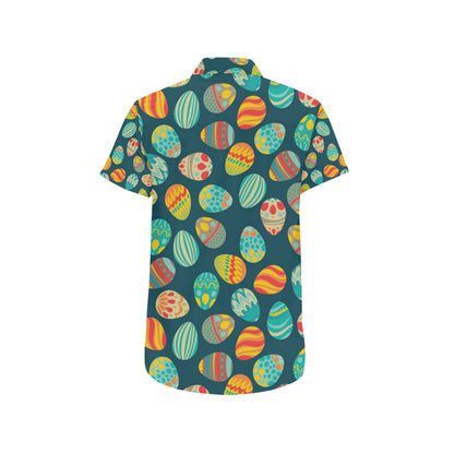 Easter Eggs Pattern Print Design RB09 Men's Short Sleeve Button Up Shirt
