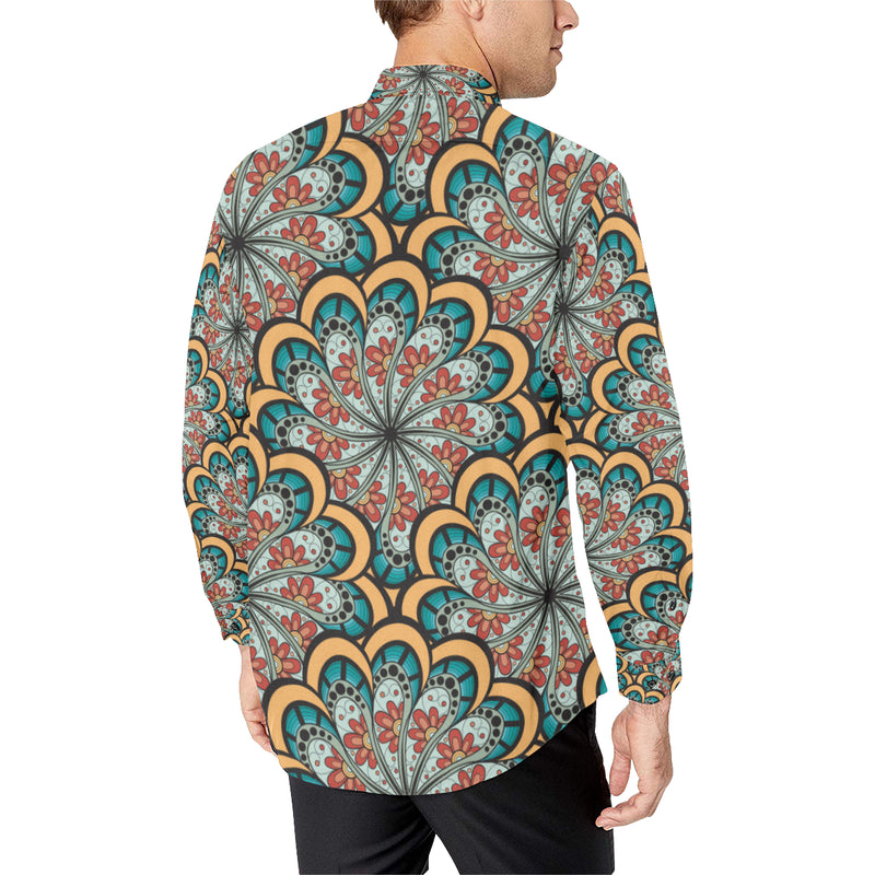 Mandala Pattern Print Design 01 Men's Long Sleeve Shirt