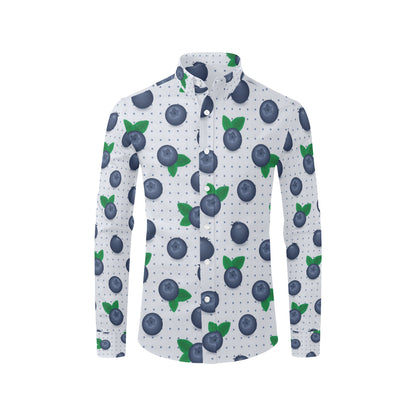Blueberry Pattern Print Design BB02 Men's Long Sleeve Shirt