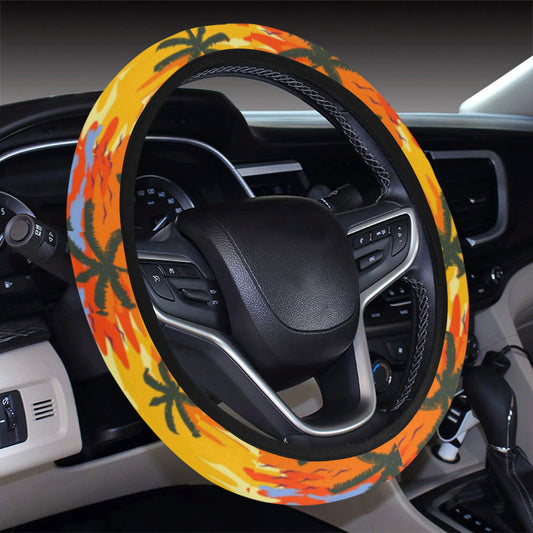 Palm Tree Pattern Print Design PT010 Steering Wheel Cover with Elastic Edge