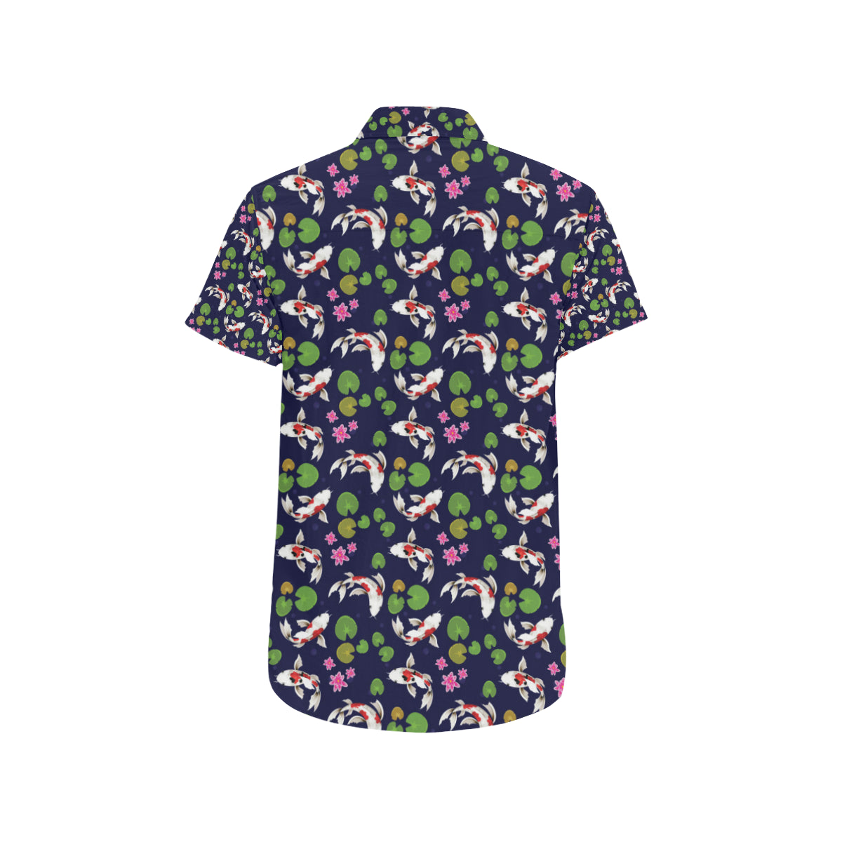 Koi Carp Pattern Design Themed Print Men's Short Sleeve Button Up Shirt