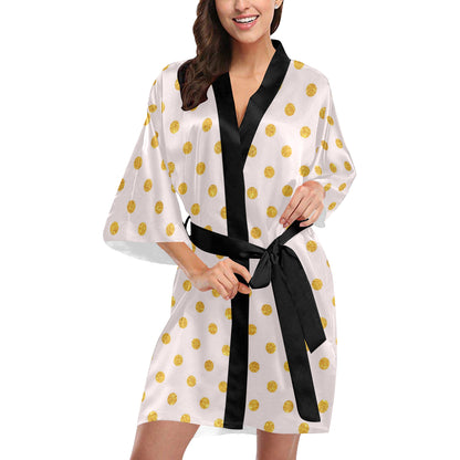 Polka Dot Gold Pink Pattern Print Design 01 Women's Short Kimono