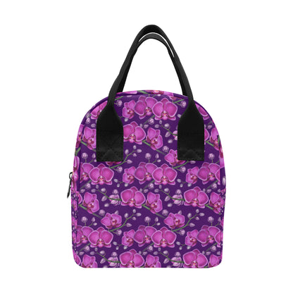 Orchid Purple Pattern Print Design OR02 Insulated Lunch Bag