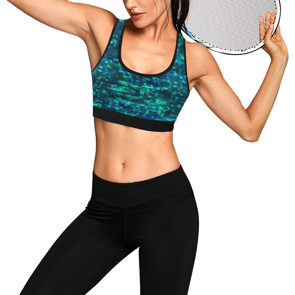 Mermaid Scales Pattern Print Design 06 Sports Bra