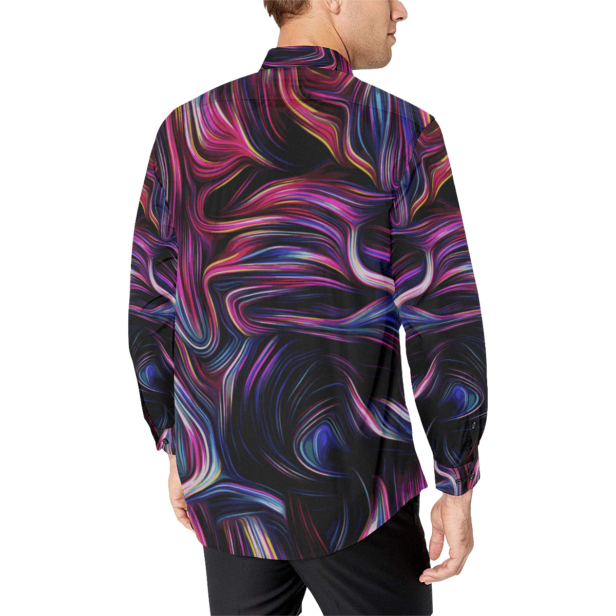 Liquid Pattern Print Design 01 Men's Long Sleeve Shirt