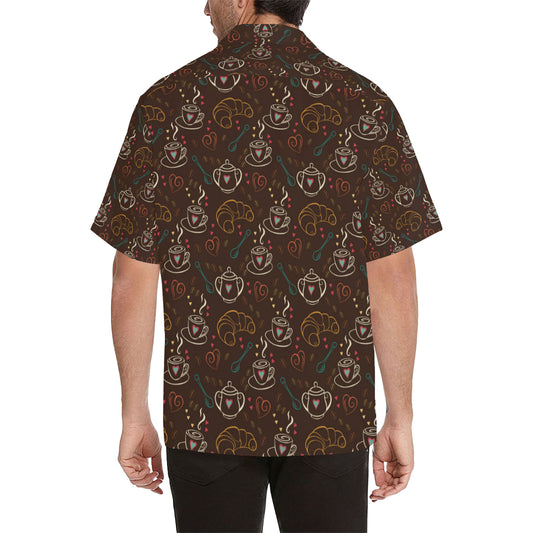 Coffee Pattern Print Design 06 Men's Hawaiian Shirt