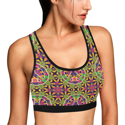 Peace Sign Pattern Print Design A04 Sports Bra