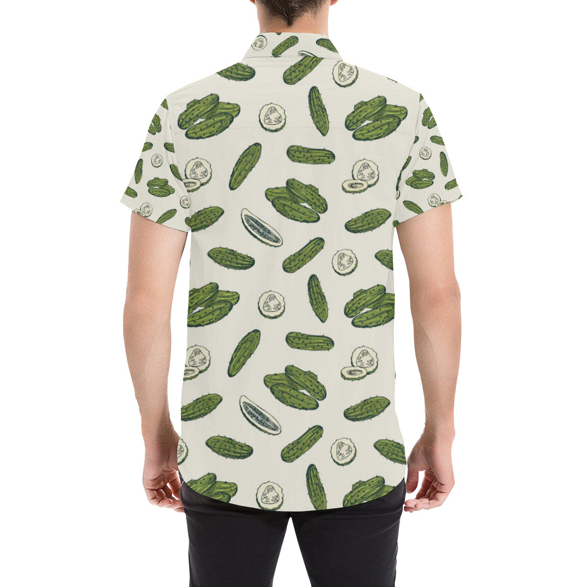 Cucumber Pattern Print Design CC05 Men's Short Sleeve Button Up Shirt