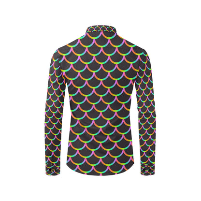 Mermaid Tail Rainbow Design Print Men's Long Sleeve Shirt