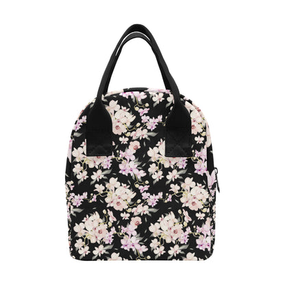 Orchid White Pattern Print Design OR03 Insulated Lunch Bag