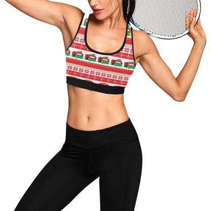 Camper Camping Ugly Christmas Design Print Sports Bra