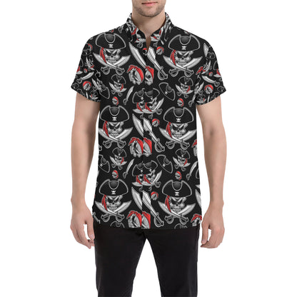 Pirate Pattern Print Design A05 Men's Short Sleeve Button Up Shirt