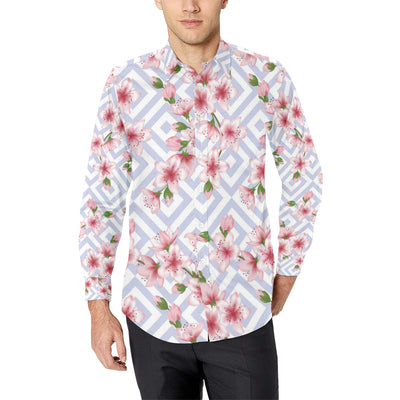 Cherry Blossom Pattern Print Design CB07 Men's Long Sleeve Shirt