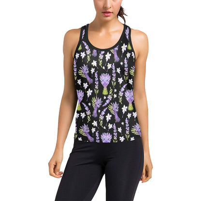 Lavender Pattern Print Design LV04 Women's Racerback Tank Top